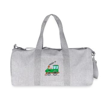 Kinderzug Eisenbahn grün - Recycelte Canvas-Sporttasche von Stanley/Stella - Grau meliert - Vorne