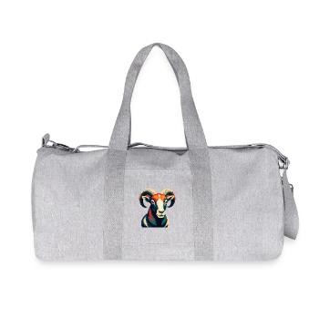 Ram Cartoon Figur Buntes Haustier Tier - Recycelte Canvas-Sporttasche von Stanley/Stella - Grau meliert - Vorne