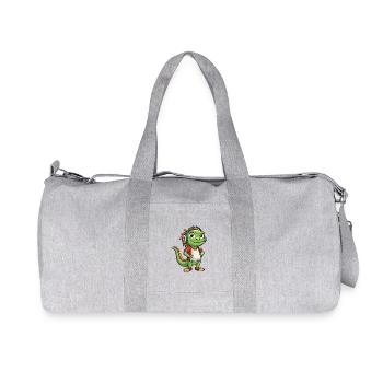 Iguane Funny Cartoon Character Musique de casque - Sac de sport en toile recyclée Stanley/Stella - gris chiné - Devant
