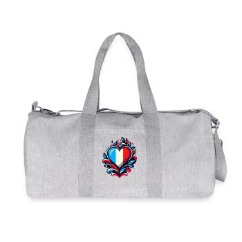 Coeur drapeau Français - Sac de sport en toile recyclée Stanley/Stella - gris chiné - Devant