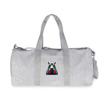 Nilpferd Cartoon Figur Buntes Haustier Tier - Recycelte Canvas-Sporttasche von Stanley/Stella - Grau meliert - Vorne