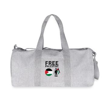 Free Palestine | Guy with palestine flag - Recycelte Canvas-Sporttasche von Stanley/Stella - Grau meliert - Vorne
