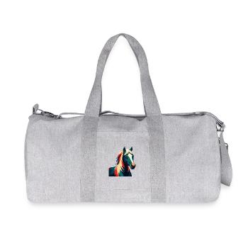 Pony Cartoon Figur Buntes Haustier Tier - Recycelte Canvas-Sporttasche von Stanley/Stella - Grau meliert - Vorne