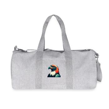Falke Cartoon Figur Buntes Haustier Tier - Recycelte Canvas-Sporttasche von Stanley/Stella - Grau meliert - Vorne