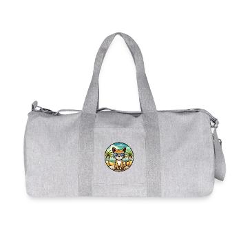 Chausie Katzenrasse Cartoon Sonnenbrille Strand - Recycelte Canvas-Sporttasche von Stanley/Stella - Grau meliert - Vorne