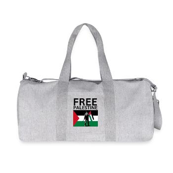 Free palestine | Guy with palestine flag - Recycelte Canvas-Sporttasche von Stanley/Stella - Grau meliert - Vorne