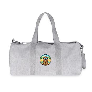 Leonberger Hunderasse Cartoon Sonnenbrille Strand - Recycelte Canvas-Sporttasche von Stanley/Stella - Grau meliert - Vorne