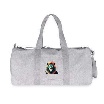 Löwe Zeichentrickfigur Buntes Haustier Tier - Recycelte Canvas-Sporttasche von Stanley/Stella - Grau meliert - Vorne