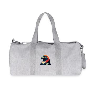 Falke Cartoon Figur Buntes Haustier Tier - Recycelte Canvas-Sporttasche von Stanley/Stella - Grau meliert - Vorne