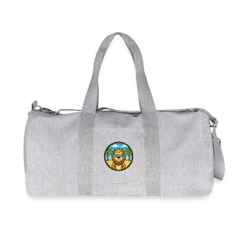 Lion Funny Cartoon Summer Beach Sunglasses Sticker - Recycled Canvas Sports Bag by Stanley/Stella - heather grey - Front