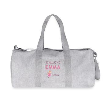 Schulkind Emma erstklassig - Recycelte Canvas-Sporttasche von Stanley/Stella - Grau meliert - Vorne