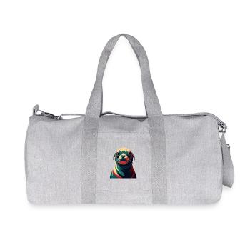 Robbe Cartoon Figur Buntes Haustier Tier - Recycelte Canvas-Sporttasche von Stanley/Stella - Grau meliert - Vorne