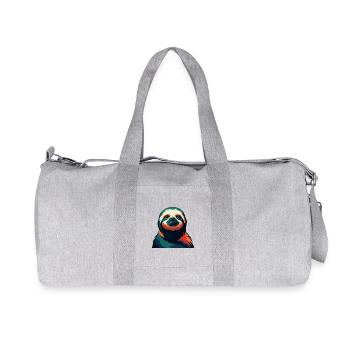 Faultier Zeichentrickfigur Buntes Haustier Tier - Recycelte Canvas-Sporttasche von Stanley/Stella - Grau meliert - Vorne