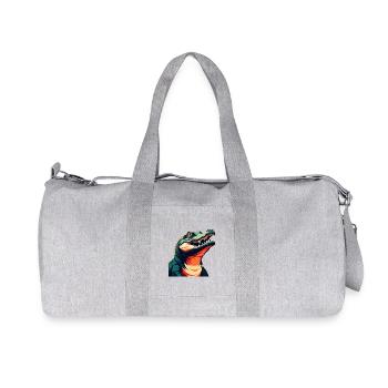 Krokodil Cartoon Figur Buntes Haustier Tier - Recycelte Canvas-Sporttasche von Stanley/Stella - Grau meliert - Vorne
