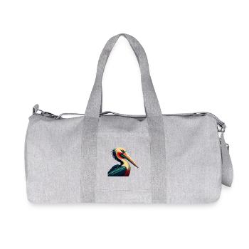 Pelikan Cartoon Figur Buntes Haustier Tier - Recycelte Canvas-Sporttasche von Stanley/Stella - Grau meliert - Vorne