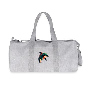 Delphin Cartoon Figur Buntes Haustier Tier - Recycelte Canvas-Sporttasche von Stanley/Stella - Grau meliert - Vorne