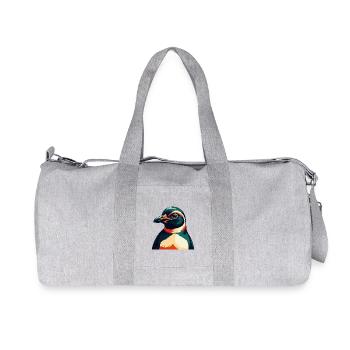 Pinguin Zeichentrickfigur Buntes Haustier Tier - Recycelte Canvas-Sporttasche von Stanley/Stella - Grau meliert - Vorne