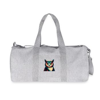 Eule Zeichentrickfigur Buntes Haustier Tier - Recycelte Canvas-Sporttasche von Stanley/Stella - Grau meliert - Vorne