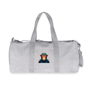Schimpanse Zeichentrickfigur Buntes Haustier Tier - Recycelte Canvas-Sporttasche von Stanley/Stella - Grau meliert - Vorne