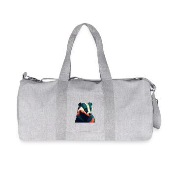 Dachs Zeichentrickfigur Buntes Haustier Tier - Recycelte Canvas-Sporttasche von Stanley/Stella - Grau meliert - Vorne