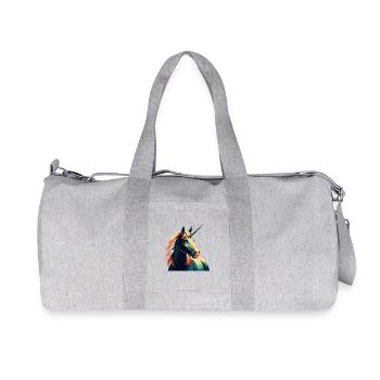 Einhorn Cartoon Figur Buntes Haustier Tier - Recycelte Canvas-Sporttasche von Stanley/Stella - Grau meliert - Vorne