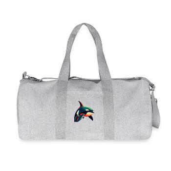 Orca Cartoon-Figur Buntes Haustier - Recycelte Canvas-Sporttasche von Stanley/Stella - Grau meliert - Vorne