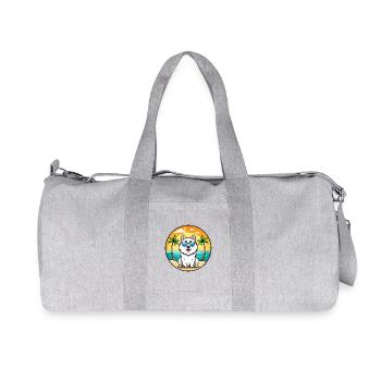 Samojede Hunderasse Cartoon Sonnenbrille Strand - Recycelte Canvas-Sporttasche von Stanley/Stella - Grau meliert - Vorne