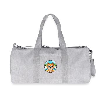 Pommerscher Deutscher Spitz Hunderasse Cartoon Beach - Recycelte Canvas-Sporttasche von Stanley/Stella - Grau meliert - Vorne