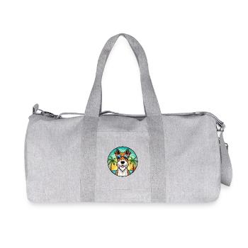 Draht Foxterrier Hunderasse Cartoon Sonnenbrille Strand - Recycelte Canvas-Sporttasche von Stanley/Stella - Grau meliert - Vorne
