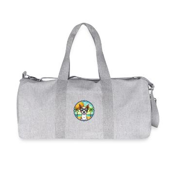Decker Rat Terrier Hunderasse Cartoon Sonnenbrille - Recycelte Canvas-Sporttasche von Stanley/Stella - Grau meliert - Vorne