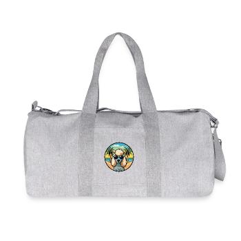 Corded Poodle Hunderasse Cartoon Sonnenbrille Strand - Recycelte Canvas-Sporttasche von Stanley/Stella - Grau meliert - Vorne