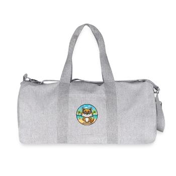 Manx Katzenrasse Cartoon Sonnenbrille Strand - Recycelte Canvas-Sporttasche von Stanley/Stella - Grau meliert - Vorne
