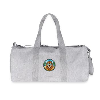 Lion Funny Cartoon Summer Beach Sunglasses Sticker - Recycled Canvas Sports Bag by Stanley/Stella - heather grey - Front
