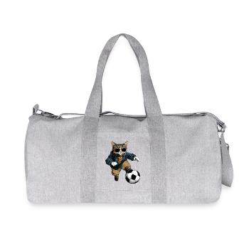 Katzen Fussball / Fussballer Katze - Recycelte Canvas-Sporttasche von Stanley/Stella - Grau meliert - Vorne