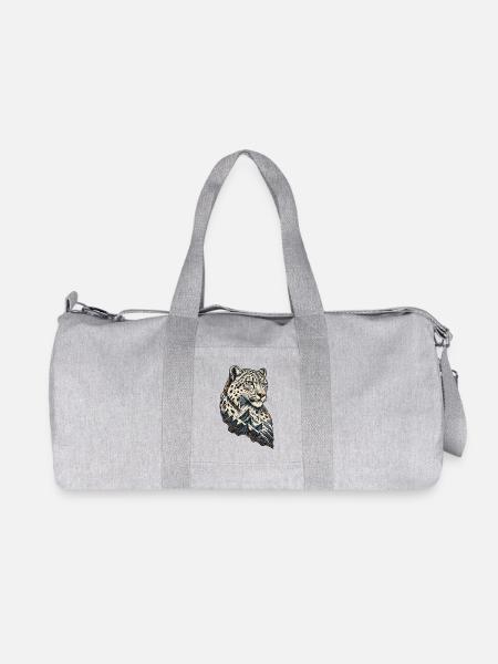 Leopardenkopf vor Berglandschaft - Recycelte Canvas-Sporttasche von Stanley/Stella - Grau meliert