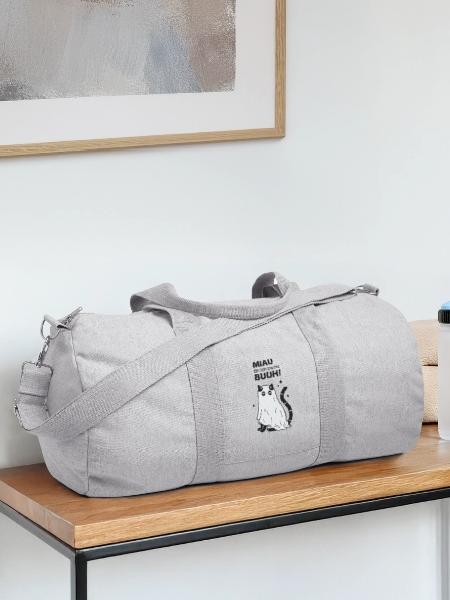 Miau äh ich meine Buuh! - Katze Gespenst Halloween - Recycelte Canvas-Sporttasche von Stanley/Stella - Grau meliert - Vorne