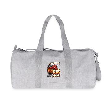 Ich will ein Rind von dir! – Lustiger Grillspruch - Recycelte Canvas-Sporttasche von Stanley/Stella - Grau meliert - Vorne
