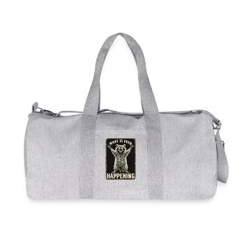 Lustiger Waschbär Was passiert hier überhaupt Meme Tee - Recycelte Canvas-Sporttasche von Stanley/Stella - Grau meliert - Vorne