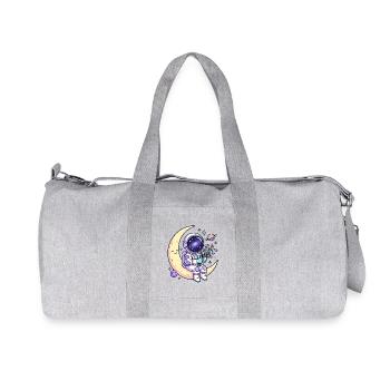 Mondfreund Astronaut mit Blumen - Recycelte Canvas-Sporttasche von Stanley/Stella - Grau meliert - Vorne