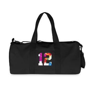 NUMÉRO COLORÉ 12 COLORÉ 12E ANNIVERSAIRE - Sac de sport en toile recyclée Stanley/Stella - noir - Devant