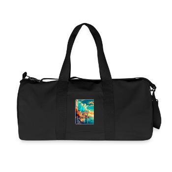 Thessaloniki Greece Vintage Travel Poster Souvenir - Recycled Canvas Sports Bag by Stanley/Stella - black - Front