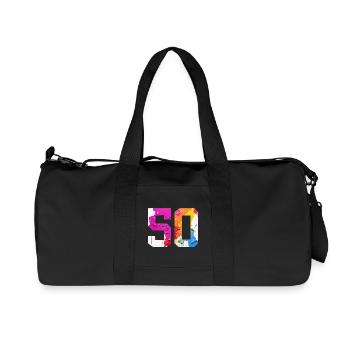 FARBIG NUMMER 50 BUNT 50. GEBURTSTAG - Recycelte Canvas-Sporttasche von Stanley/Stella - Schwarz - Vorne