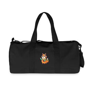 Llama Funny Cartoon Character Headphone Music - Recycled Canvas Sports Bag by Stanley/Stella - black - Front