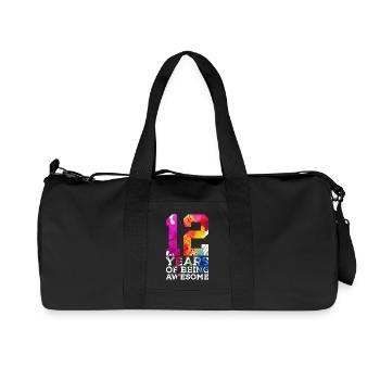 12 YEARS OF BEING AWESOME 12TH BIRTHDAY - Recycled Canvas Sports Bag by Stanley/Stella - black - Front