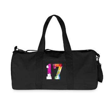 COLORED NUMBER 17 COLORFUL 17TH BIRTHDAY - Recycled Canvas Sports Bag by Stanley/Stella - black - Front