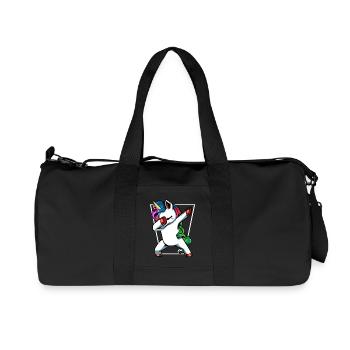 Unicorn Dab mit Regenbogen - Recycelte Canvas-Sporttasche von Stanley/Stella - Schwarz - Vorne