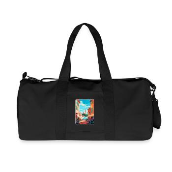 St Tropez France Affiche de voyage vintage souvenir - Sac de sport en toile recyclée Stanley/Stella - noir - Devant