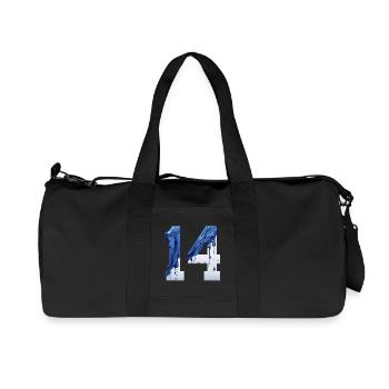 NO. 14 NUMBER 14 BLUE WHITE 14TH BIRTHDAY - Recycled Canvas Sports Bag by Stanley/Stella - black - Front