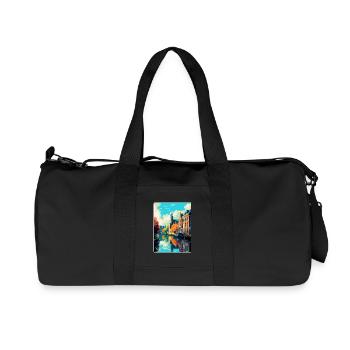 Zwolle Niederlande Vintage Reiseplakat Souvenir - Recycelte Canvas-Sporttasche von Stanley/Stella - Schwarz - Vorne