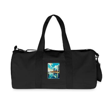 Almere Niederlande Vintage Reiseplakat Souvenir - Recycelte Canvas-Sporttasche von Stanley/Stella - Schwarz - Vorne